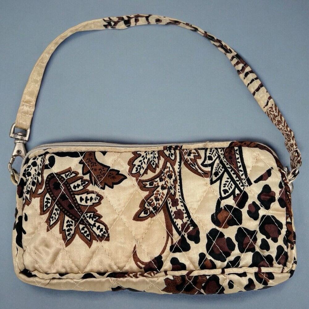 Vintage Y2K Mini Wristlet Belt Bag Layer Tote Quilted Satin Leaf Cheetah Print